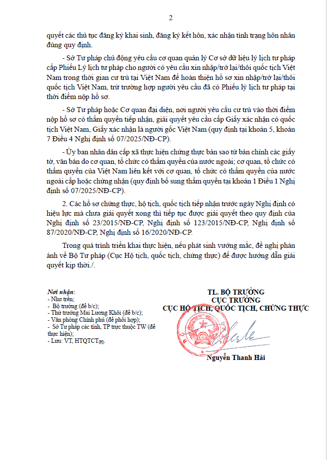 Công văn số: 481/BTP-HTQTCT V/v triển khai thực hiện các quy định của Nghị định số 07/2025/NĐ-CP Công văn số: 481/BTP-HTQTCT V/v triển khai thực hiện các quy định của Nghị định số 07/2025/NĐ-CP